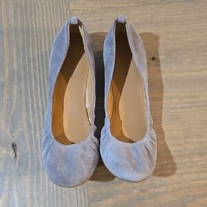 NWT J.Crew Anya Blue Gray Suede Leather Round Toe Ballet Flats Women's Size 7.5